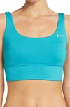 Nike Essential Scoop Neck Bikini Top In Aquamarine