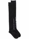 Comme Des Garçons Logo Knee High Socks In Black