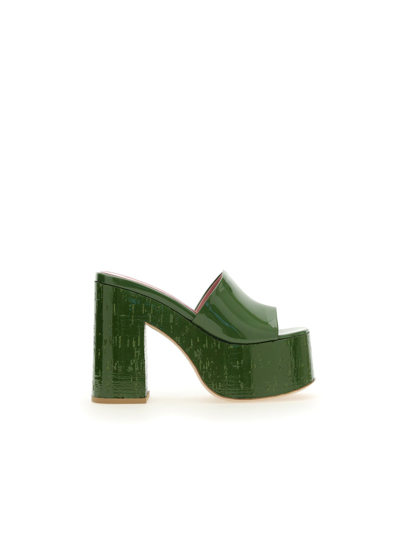 Haus Of Honey Lacquer Doll Platform Mules In Green