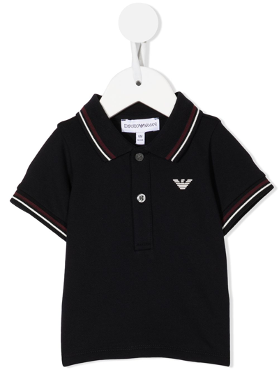 Emporio Armani Babies' Short-sleeve Cotton Polo Shirt In Black
