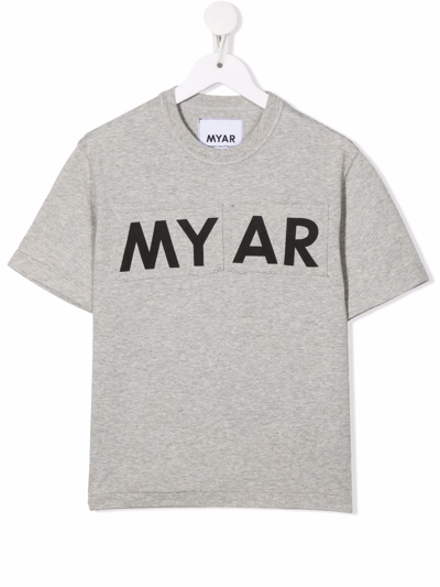 Myar Kids' Logo-print Short-sleeved T-shirt In Grey