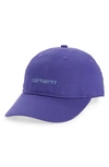 Carhartt Logo-embroidered Canvas Baseball Cap In Razzmic / Icy Water