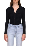 Sanctuary Dreamgirl Ruched Knit Shirt In Black