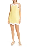 Staud Renata Linen Sundress In Wallflower/ White