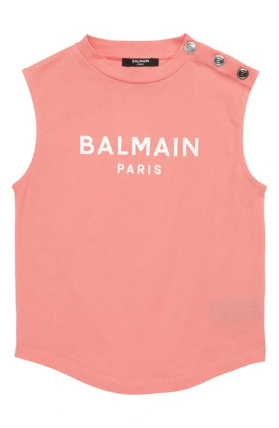 Balmain Teen Shoulder-button Logo Tank In Pink