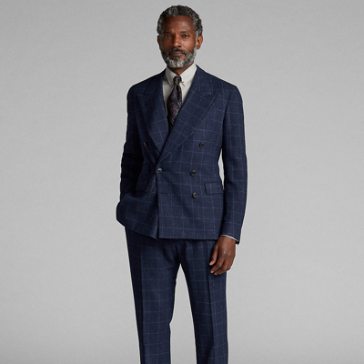 Double Rl Silk-wool Tweed Suit Jacket In Navy/white