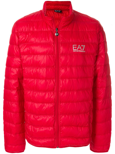 Ea7 Short Down Jacket In Red