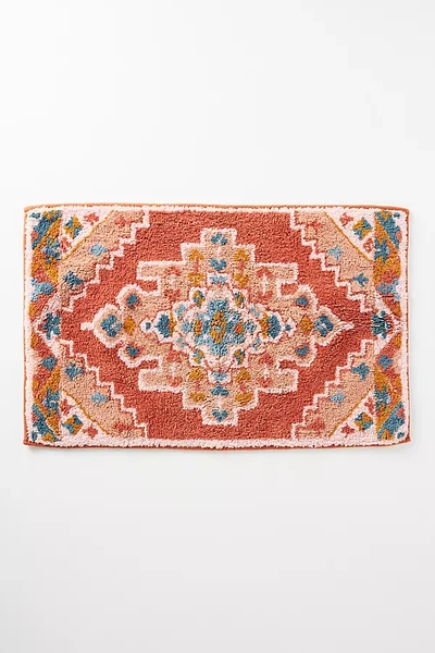 Anthropologie Kalana Organic Cotton Bath Mat By  In Red Size L