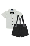 ANDY & EVAN SHORT SLEEVE BUTTON-UP SHIRT, SUSPENDER SHORTS & BOW TIE SET