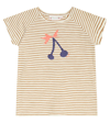 Bonpoint Kids Asmae Striped Cherry Print T-shirt In Upb Caramel