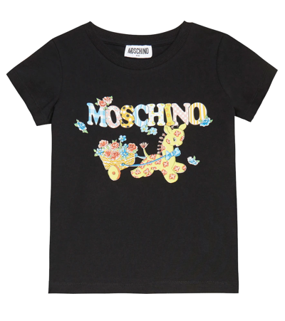 Moschino Kids' Logo Printed Cotton Jersey T-shirt In Nero