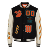 OFF-WHITE BLACK WOOL-BLEND AND LEATHER VARSITY JACKET