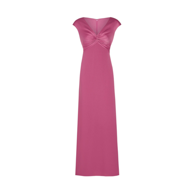 Adrianna Papell Satin Crepe Twist Front Gown In Rose Mauve