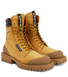 Palm Angels Brown Lace-up Suede Combat Boots In Sand Black