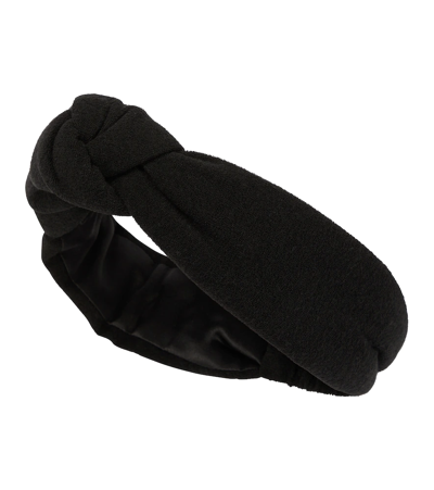 Saint Laurent Knotted Cotton-terry Headband In Black