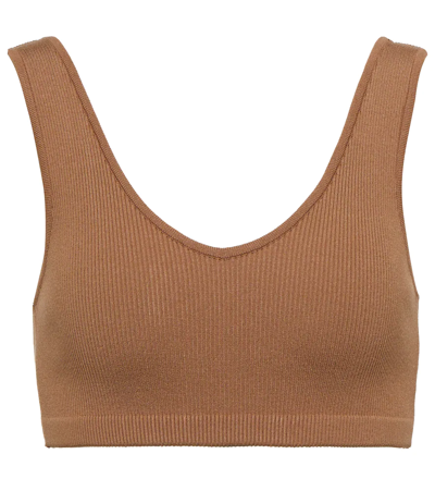 Zeynep Arcay Ribbed-knit Crop Top In Camel