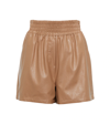 Stand Studio Elasticated Faux Leather Shorts In Latte
