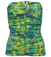 Ganni Halterneck Ruched Floral-print Jersey Top In Sulphur Spring