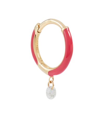 Persée 18kt Gold Single Hoop Earring In Yellow Gold/pink