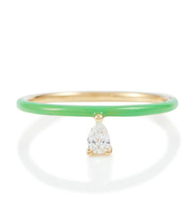 Persée Danae 18kt Yellow Gold And Diamond Ring In Green
