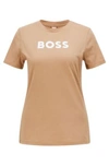 Hugo Boss Logo-print T-shirt In Organic Cotton- Beige Women's T-shirts Size Xl