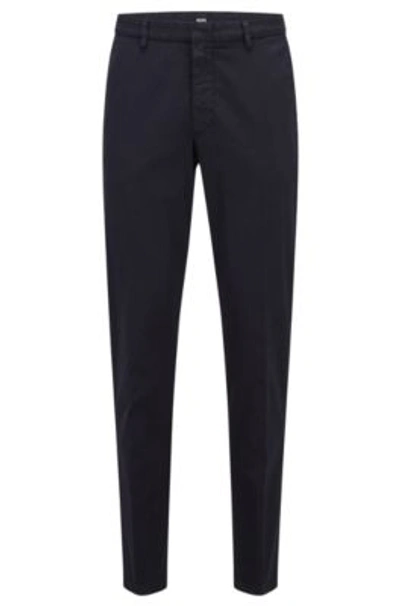 Hugo Boss Slim-fit Chinos In Stretch-cotton Gabardine In Dark Blue