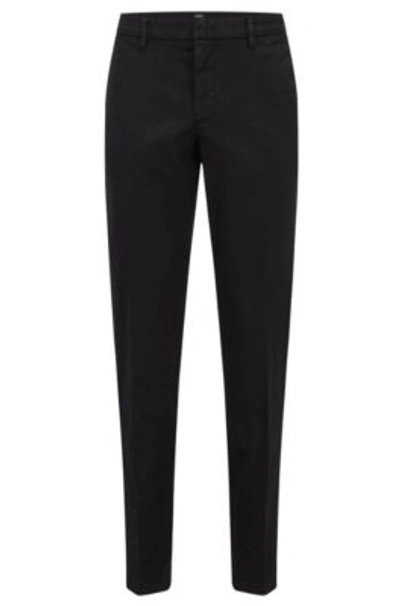 Hugo Boss Slim-fit Chinos In Stretch-cotton Gabardine In Black