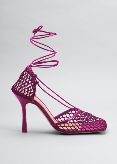 Bottega Veneta Mesh Stretch Sandals In Hollyhock