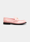 Miu Miu Patent Leather Coin Penny Loafers In Rosa