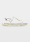 Stuart Weitzman Goldie Pearly Stud Jelly Sandals In Clear
