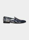 MANOLO BLAHNIK MEN'S MARIO EMBROIDERED LOAFERS