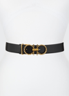 Ferragamo New Gancini Twisted Buckle Leather Belt In Borwn Gold