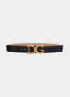 Dolce & Gabbana Dg Barocco 40mm Calf Leather Belt In White