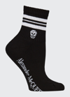 Alexander Mcqueen Stripe & Skull Sport Socks In Black White