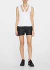 Mm6 Maison Margiela Crisscross Halter Cotton Tank Top In White
