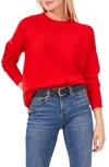 Vince Camuto Center Seam Crewneck Sweater In Bright Cherry