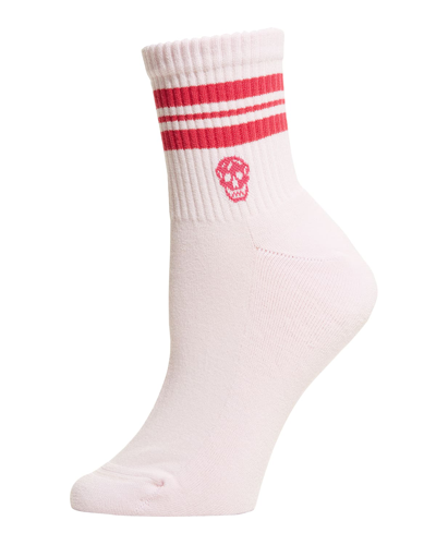 Alexander Mcqueen Stripe & Skull Sport Socks In Pink