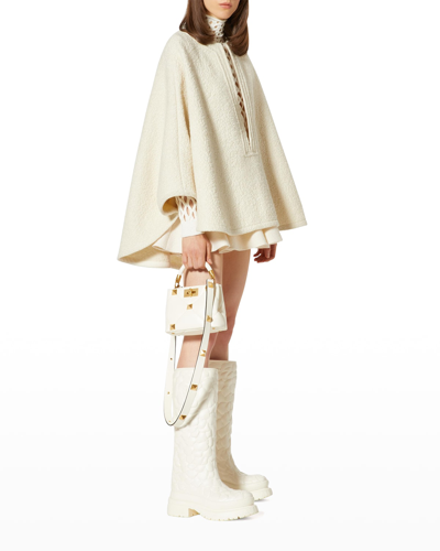 Valentino Boucle Oversized Cape In Ivory