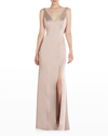 AFTER SIX DRAPED COWL-BACK SLEEVELESS GOWN