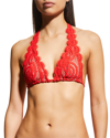 Pq Swim Pilyq Lace Overlay Halter Bikini Top In Ava