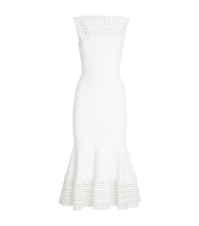 Alaïa Cotton Sleeveless Belted Midi Dress In Blanc