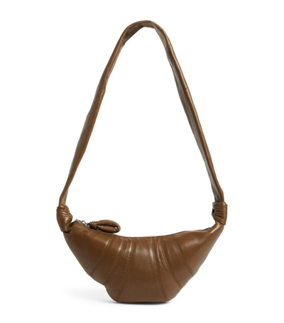 Lemaire Small Leather Croissant Cross-body Bag In 676 Bronze Khaki