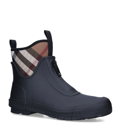 Burberry Men's Flinton Check Waterproof Ankle Rain Boots In Birch Brown