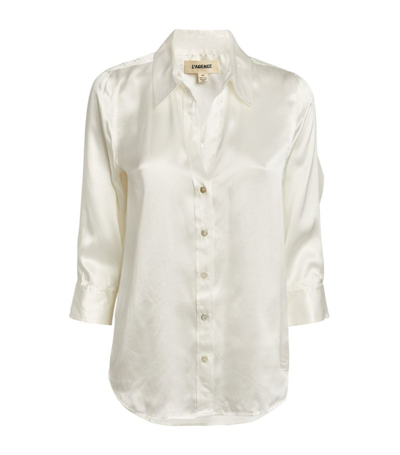 L Agence Dani Three-quarter Sleeve Silk Blouse In Ivory