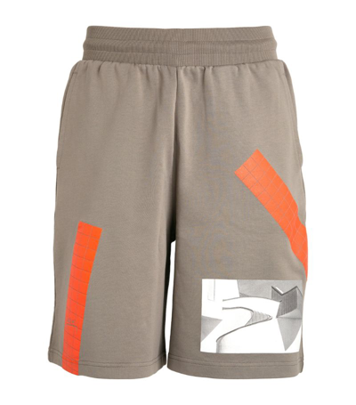 A-cold-wall* Graphic-print Organic Cotton Track Shorts In Grey