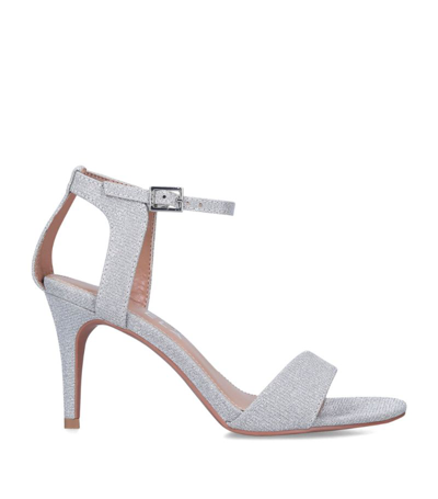 Carvela Kolluding Heeled Embellished Woven Sandals In Silver