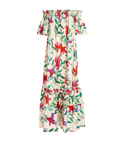 La Doublej Capalbio Floral-print Off-the-shoulder Maxi Dress In White
