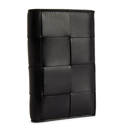 Bottega Veneta Leather Intreccio Bifold Wallet In Gold