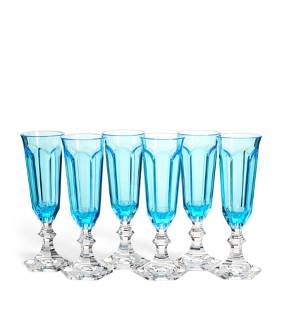 Mario Luca Giusti Set Of 6 Dolce Vita Champagne Flutes (150ml) In Turquoise