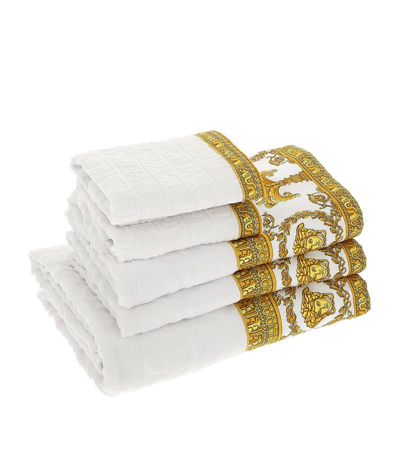 Versace Baroque Towels (set Of 5) In White